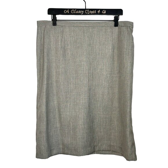 T. Milano Gray Ruffle 2-Piece Suit Set Blazer & Skirt Size 16W - Picture 2 of 12